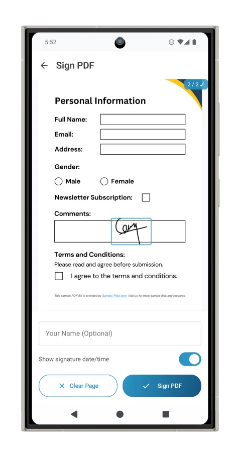 Android: sign