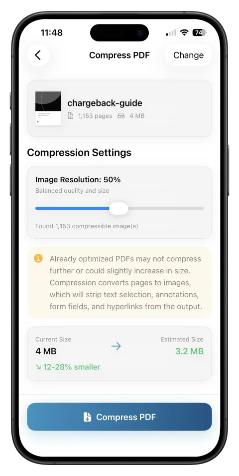 iPhone: compress