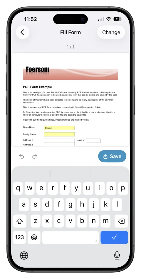 iPhone: fill forms